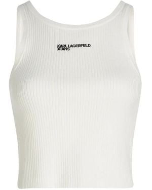 KARL LAGERFELD Ribbed Tank Top - White