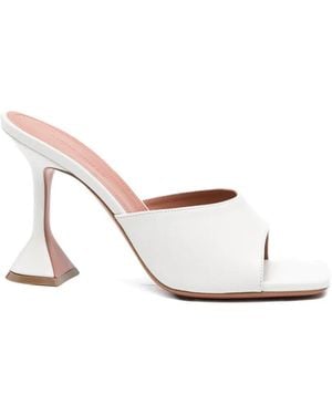 AMINA MUADDI Lupita Square-Toe Heeled Sandals - White