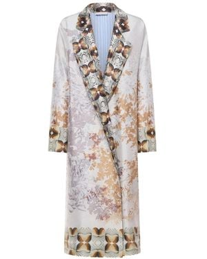 Pierre Louis Mascia Entho Botanicals Graphic Silk Coat - White