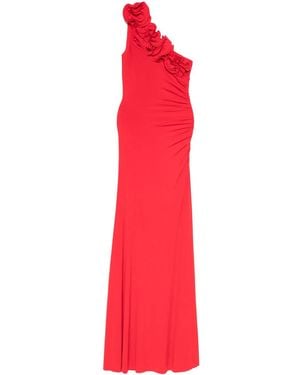 Nissa Floral-Appliqué Maxi Dress - Red
