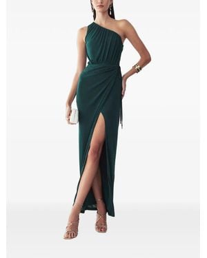 BWLDR One-Shoulder Ruched Asymmetric Dress - Blue