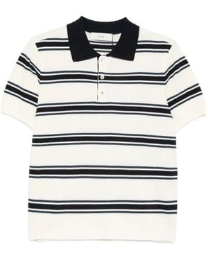 DUNST Striped Short-Sleeve Polo Shirt - Grey