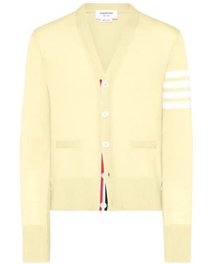 Thom Browne Cárdigan Con Motivo 4-Bar - Amarillo