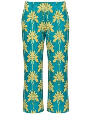 ODEEH Pantaloni Dritti A Fiori - Verde