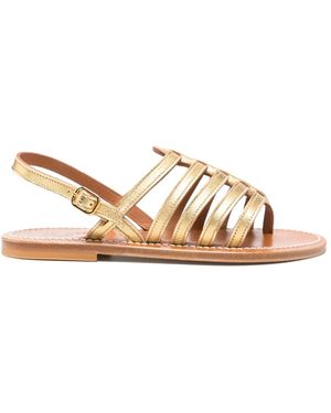 K. Jacques Metallic-Effect Strappy Flat Sandals - Natural