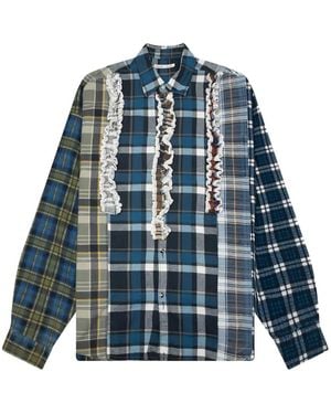Needles Frill-Trimmed Patchwork Shirt - Blue