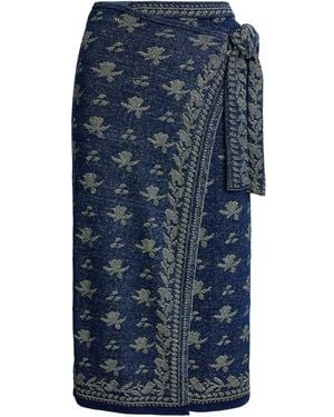 Polo Ralph Lauren Floral Knitted Midi Skirt - Blue