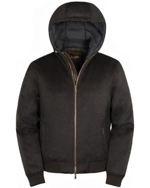 Moorer Brigno-Bab Hooded Zipped Cashmere Jacket - Black