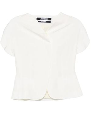 Jacquemus Ovalo Short-Sleeve Blouse - White