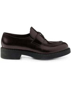 Prada Chocolate Brushed Leather Loafers - Black