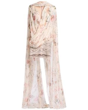 Elie Saab Floral-Print Silk Mini Dress - Pink