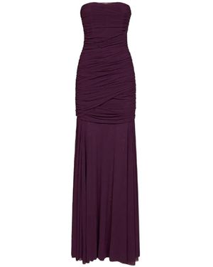 Amen Gathered Strapless Maxi Dress - Purple