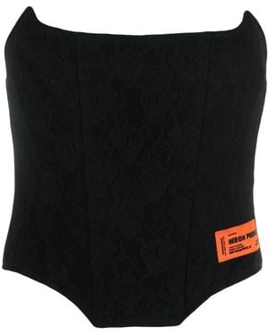 Heron Preston Logo-Patch Corset Top - Black