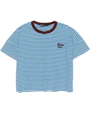 Bimba Y Lola Striped Embroidered T-Shirt - Blue