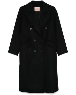 Twinset Double-Breasted Coat - Black