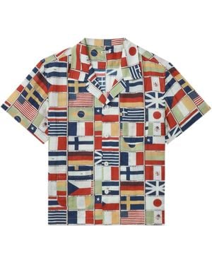 Bode Flag-Print Linen Shirt - Natural