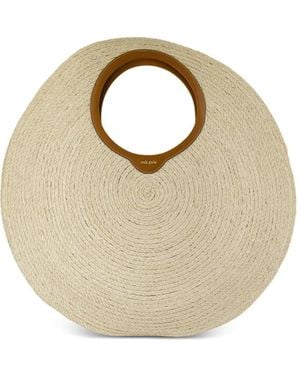 Cult Gaia Amun Circular-Handle Raffia Tote Bag - Metallic