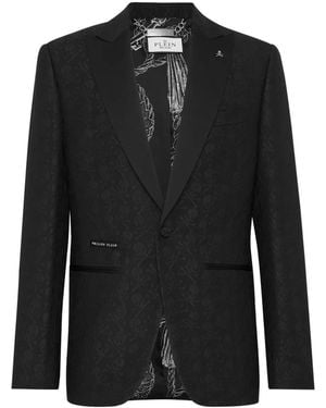 Philipp Plein Skull&Bones Jacquard Blazer - Black