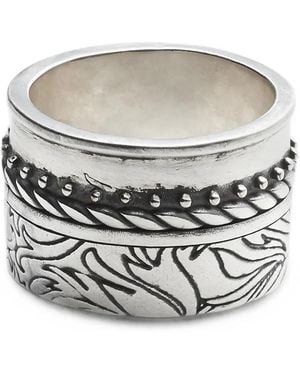 MM6 by Maison Margiela Floral-Engraved Layered Ring - White