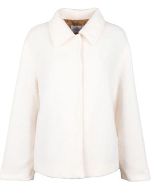Vicario Cinque Bouclé-Textured Collar Coat - White