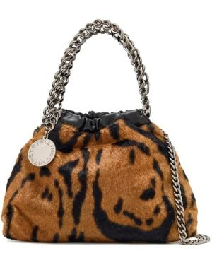 Stella McCartney Tiger-Stripe Chain Bucket Bag - Brown