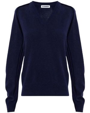 Jil Sander Pullover Mit V-Ausschnitt - Blau