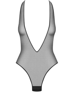Maison Close 'Amoureuse V-Neck Bodysuit - Grey