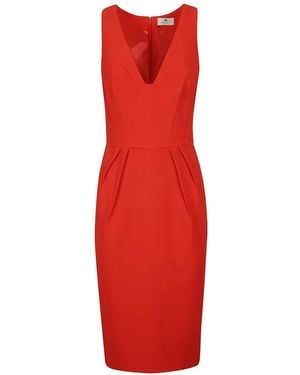 Elisabetta Franchi V-Neck Midi Dress - Red
