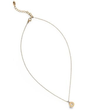 KARL LAGERFELD Crystal-Embellished Logo-Pendant Necklace - White