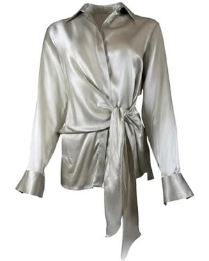 Antonelli Satin-Finish Tie-Fastening Shirt - Grey