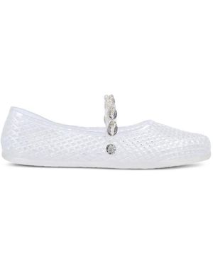 Ancient Greek Sandals Shell Embellished Ballet Flats - White
