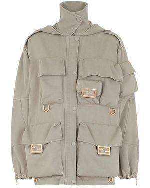 Fendi Chaqueta con placa del logo - Gris