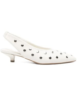 BIANCADI Studded-Embellishment Slingback Court Shoes - White