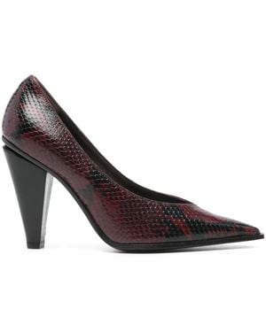 Roberto Festa Snakeskin-Print Pointed-Toe Pumps - Brown
