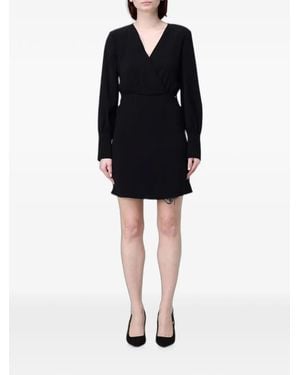 ARMANI EXCHANGE Wrap-Style Long-Sleeve Mini Dress - Black