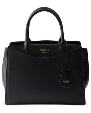 Prada Prelude Medium Leather Handbag - Black