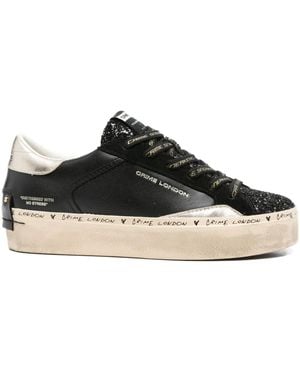 Crime London Glitter-Panel Platform Sneakers - Black
