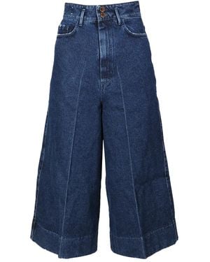 Alysi Pockets Cotton Wide-Leg Jeans - Blue