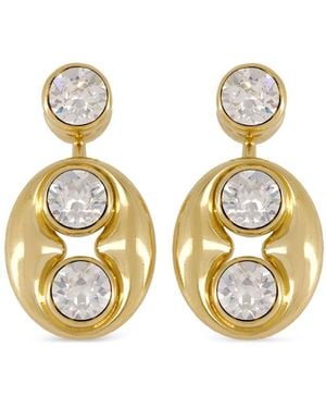 AMINA MUADDI Crystal-Embellished Circular Brass Earrings - Metallic