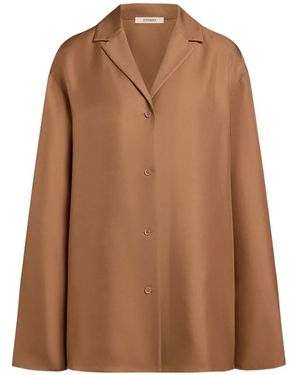 12 STOREEZ Camisa de seda con botones - Marrón