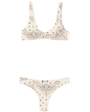 VENUJA Paisley-Print Crystal-Embellished Bikini - White