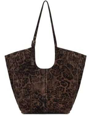 AllSaints Leopard-Print Suede Tote Bag - Brown