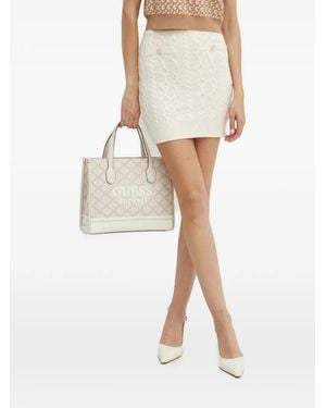 Guess Cable-Knit Diamond-Pattern Mini Skirt - Natural