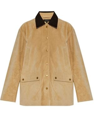 Rag & Bone Press-Stud Suede Jacket - Natural