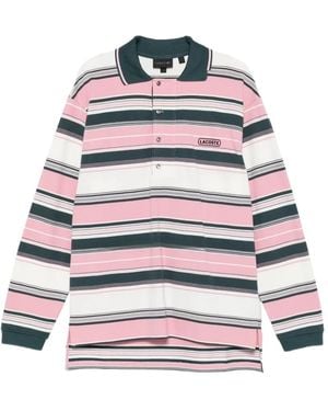 Lacoste Polo Runway A Rayas De Manga Larga - Blanco