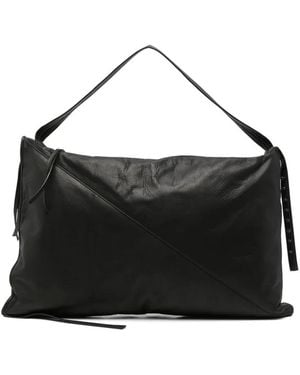 Isabel Benenato Oversized Panelled Leather Shoulder Bag - Black