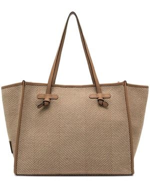 Gianni Chiarini Marcella ヘリンボーン ハンドバッグ - ナチュラル