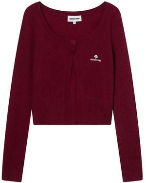 ShuShu/Tong Button Logo Cardigan - Red