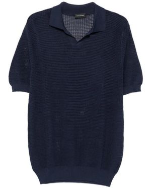 Tagliatore Edwin Perforated-Knit V-Neck Sweater - Blauw