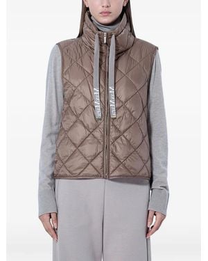 Max Mara Diamond-Quilted High-Neck Gilet - Brown